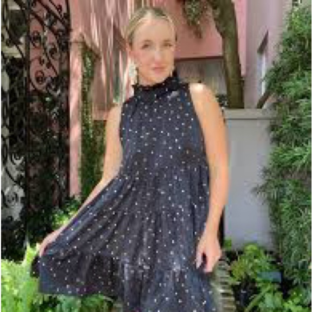 Tuckernuck-Oliphant Black Polka Dot Sleeveless Dress M